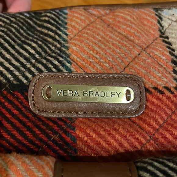 Vera Bradley Canyon Plaid Large Leather Trim Tote Bag w/ Keys Interior Print - Picture 8 of 11